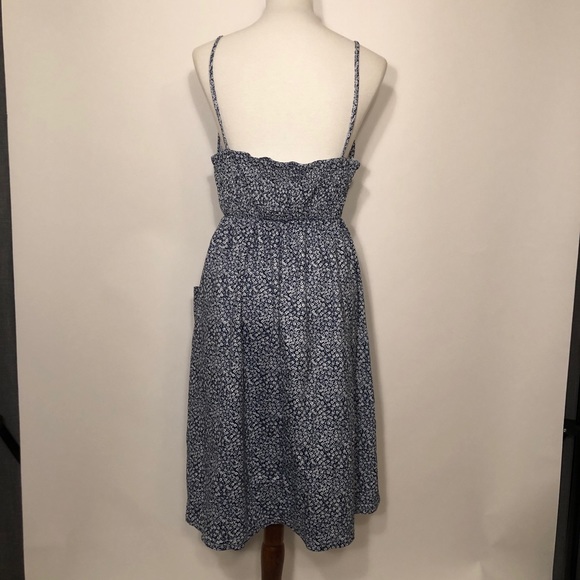 Floral Navy White Dress. Size L - Picture 3 of 5